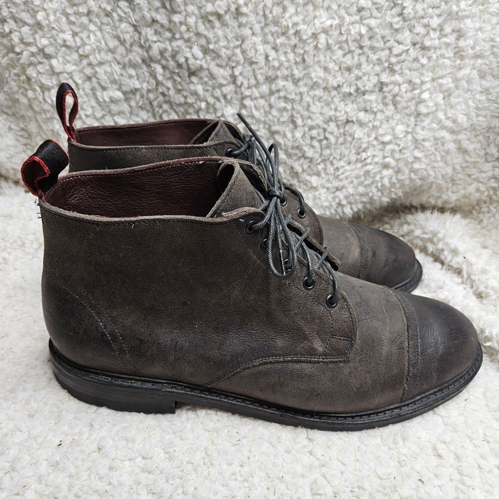 Allen Edmonds Patton Cap-toe Boots with Dainte Rubber Soles sz 12 in Gray